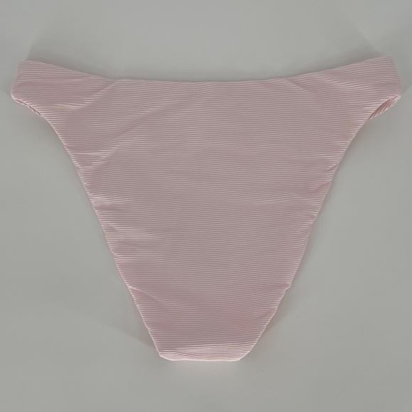 J. Crew Women's Ribbed Cheeky Bikini Swim Bottom Size M Pink High Waist Beach - Picture 2 of 8